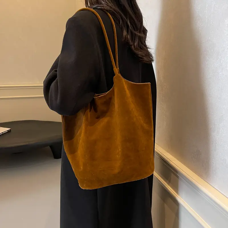2026 Vintage Suede Shoulder Bag Large Capacity Women - Image 4