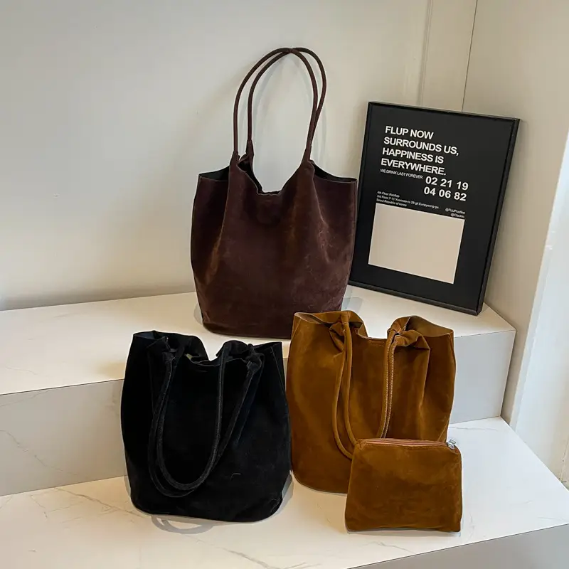 2026 Vintage Suede Shoulder Bag Large Capacity Women - Image 7