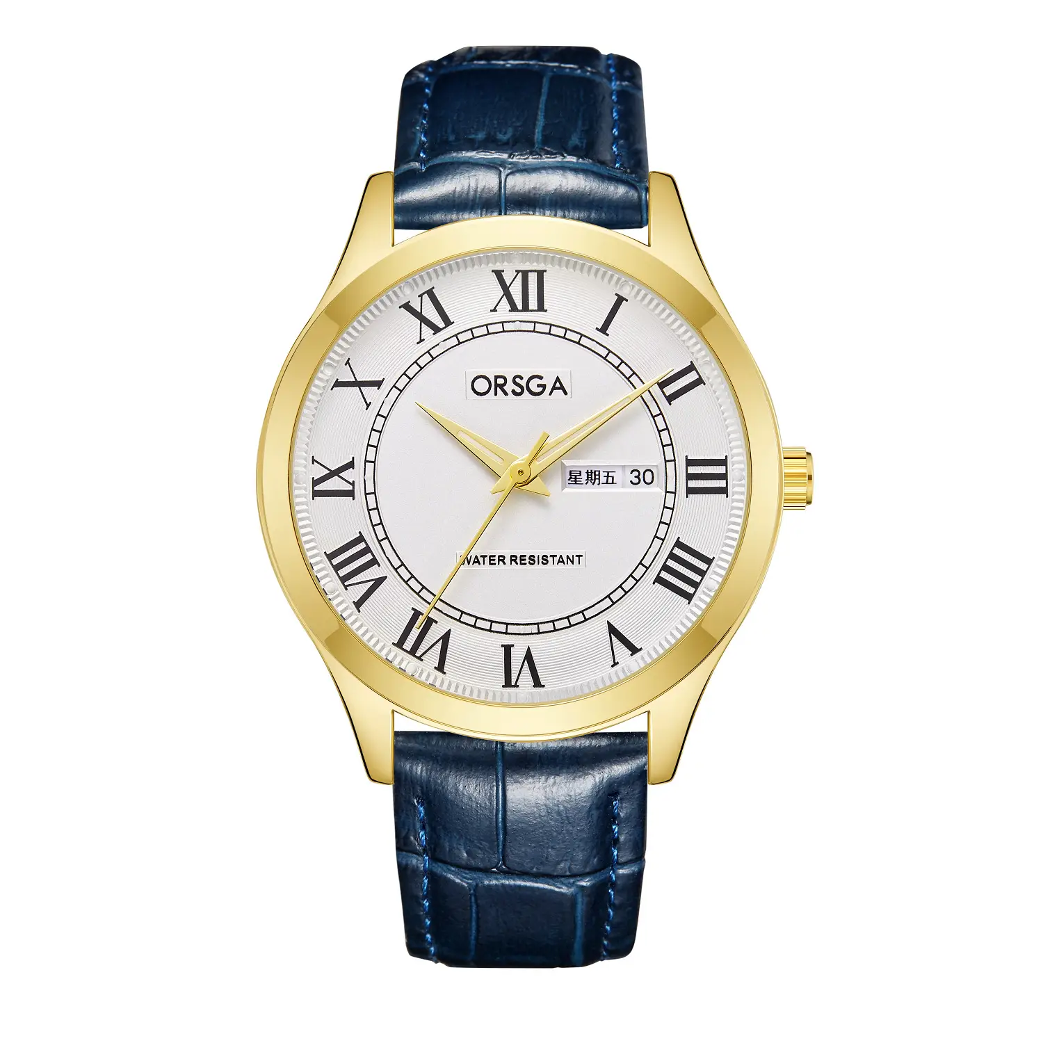 Blue Belt Gold Shell White Face