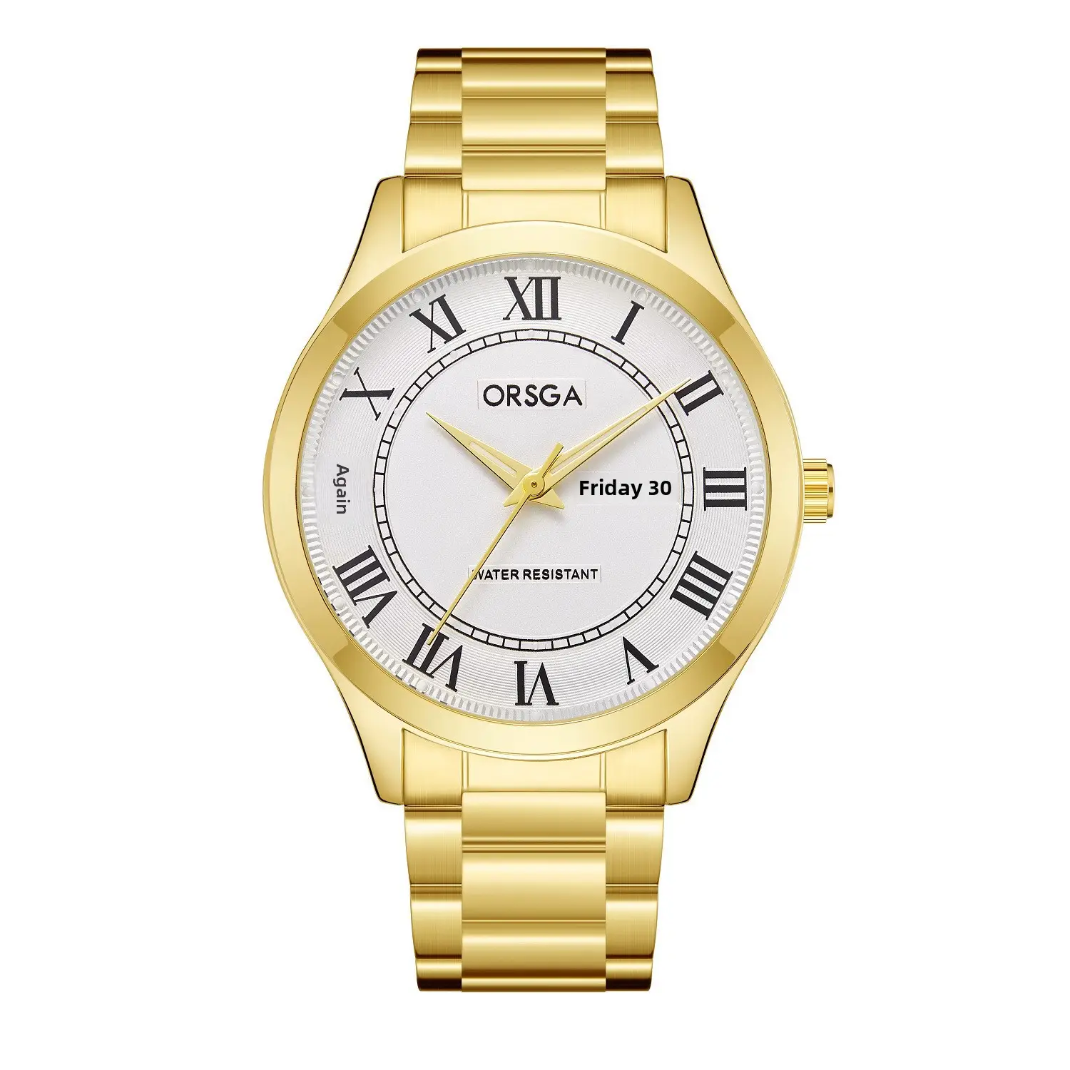 ORSGA Men's Gold Roman Dial Quartz Watch Brown Leather Strap