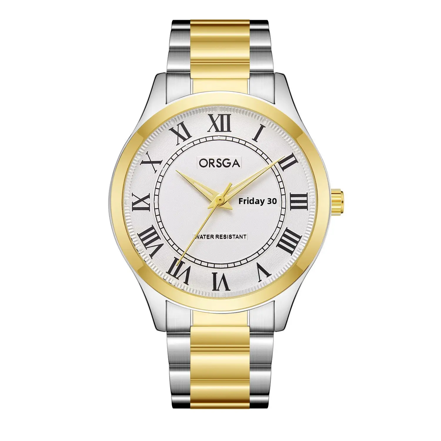 ORSGA Men's Gold Roman Dial Quartz Watch Brown Leather Strap