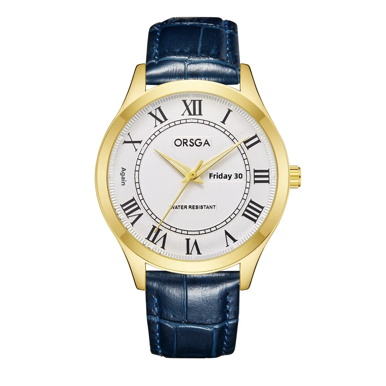 ORSGA Men's Gold Roman Dial Quartz Watch Brown Leather Strap