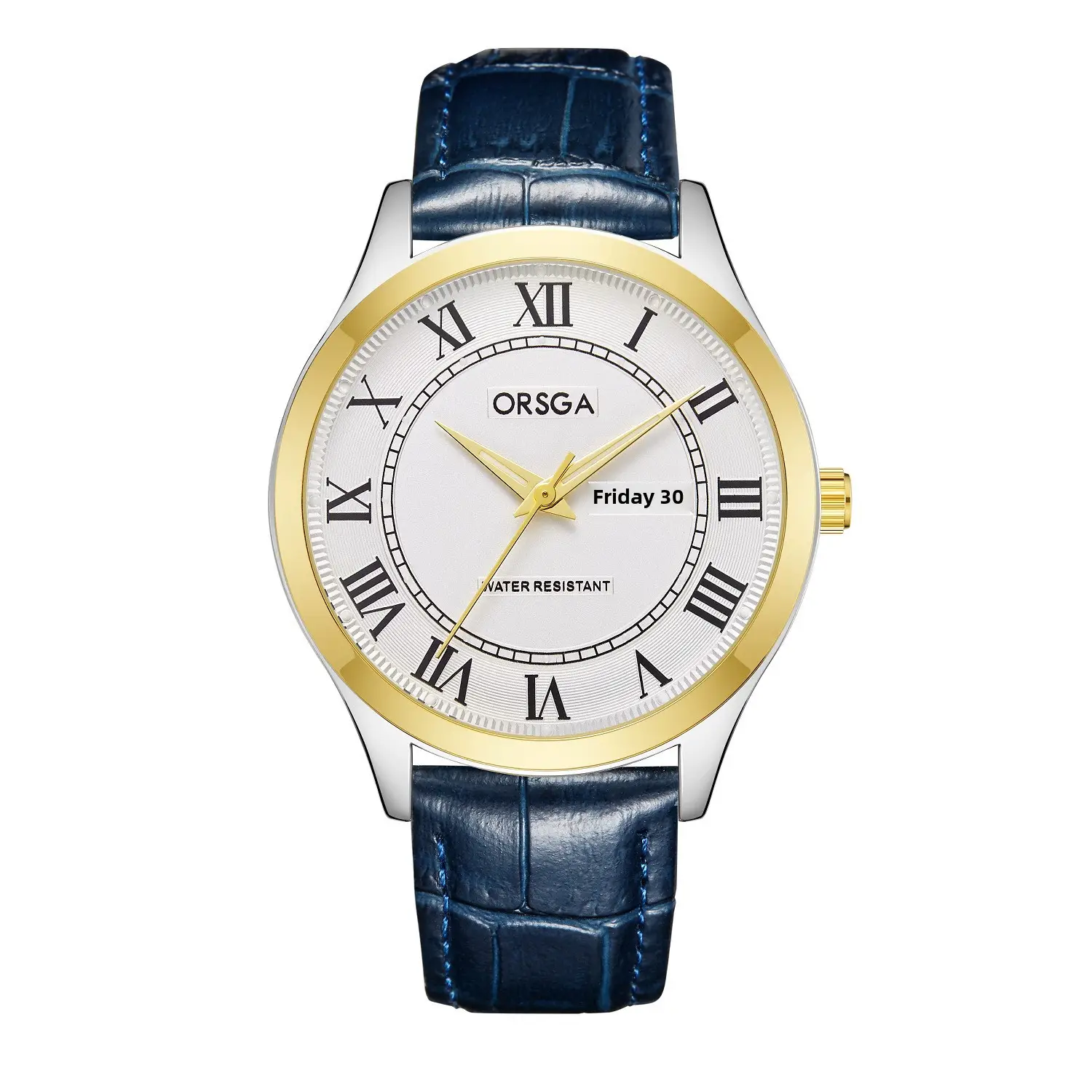 ORSGA Men's Gold Roman Dial Quartz Watch Brown Leather Strap