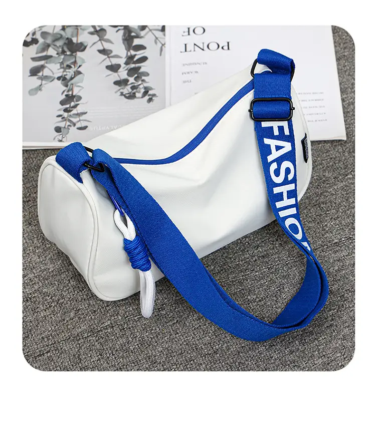 Women's Blue White Oxford Cloth Crossbody Bag Large Capacity — feature 14
