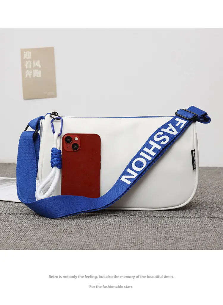 Women's Blue White Oxford Cloth Crossbody Bag Large Capacity — feature 21