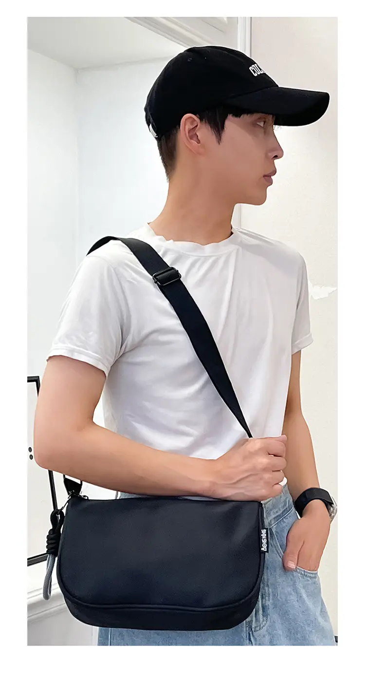Women's Blue White Oxford Cloth Crossbody Bag Large Capacity — feature 22