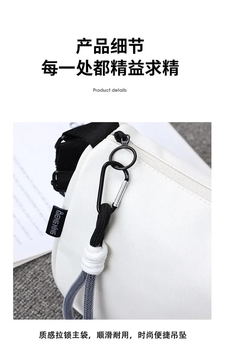 Women's Blue White Oxford Cloth Crossbody Bag Large Capacity — feature 30