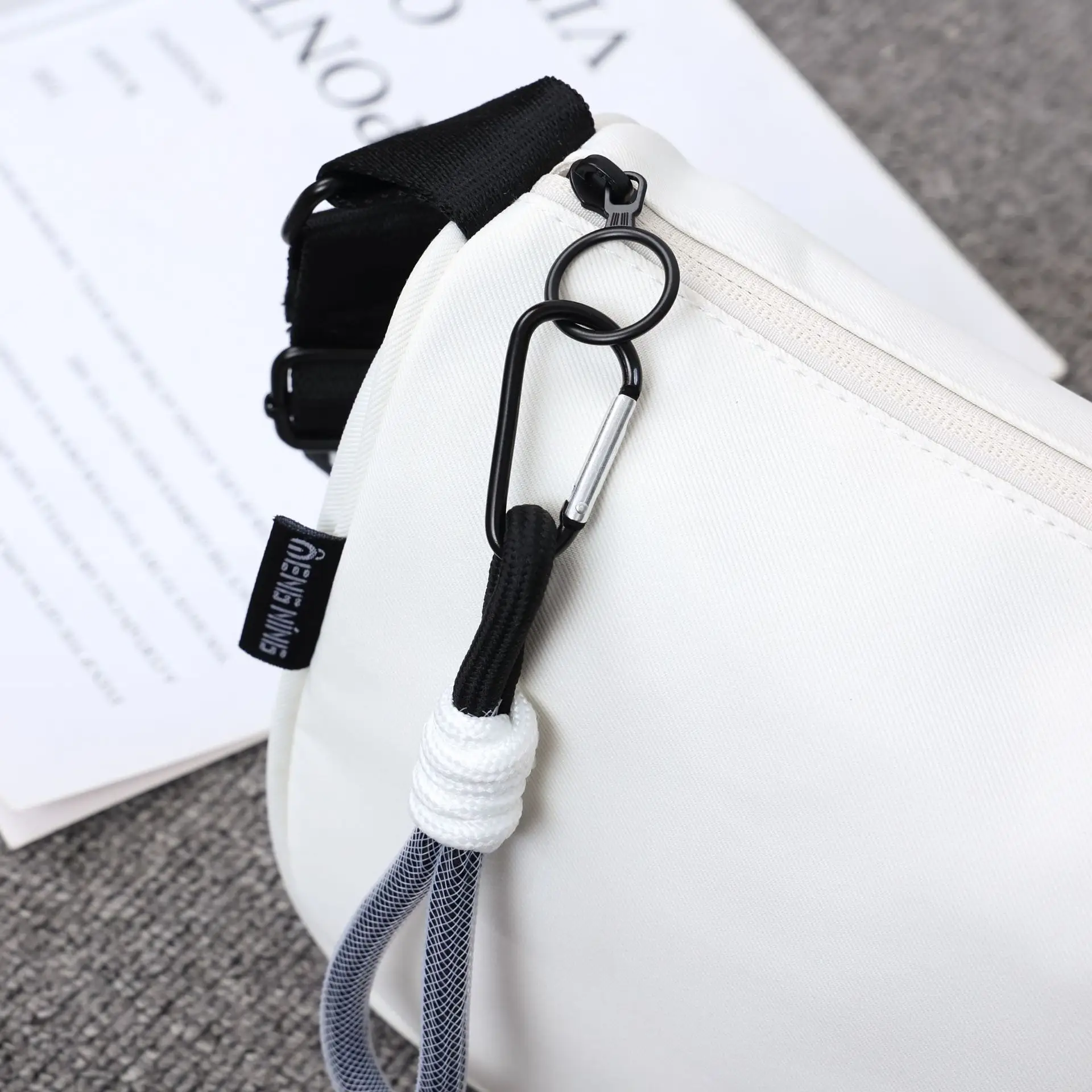 Women's Blue White Oxford Cloth Crossbody Bag Large Capacity — feature 33