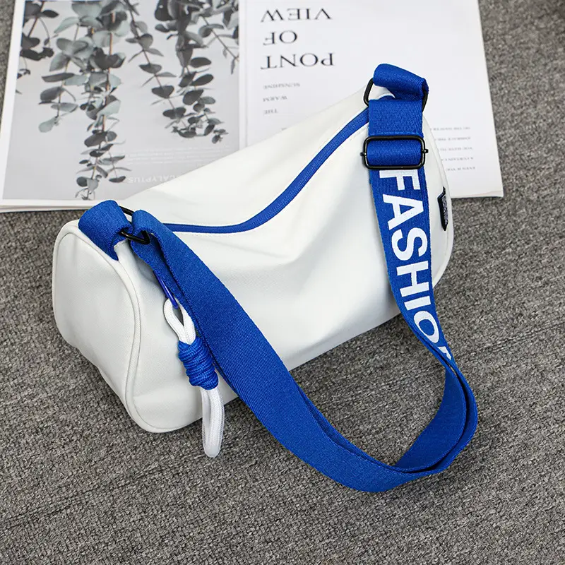 Women's Blue White Oxford Cloth Crossbody Bag Large Capacity - Image 3