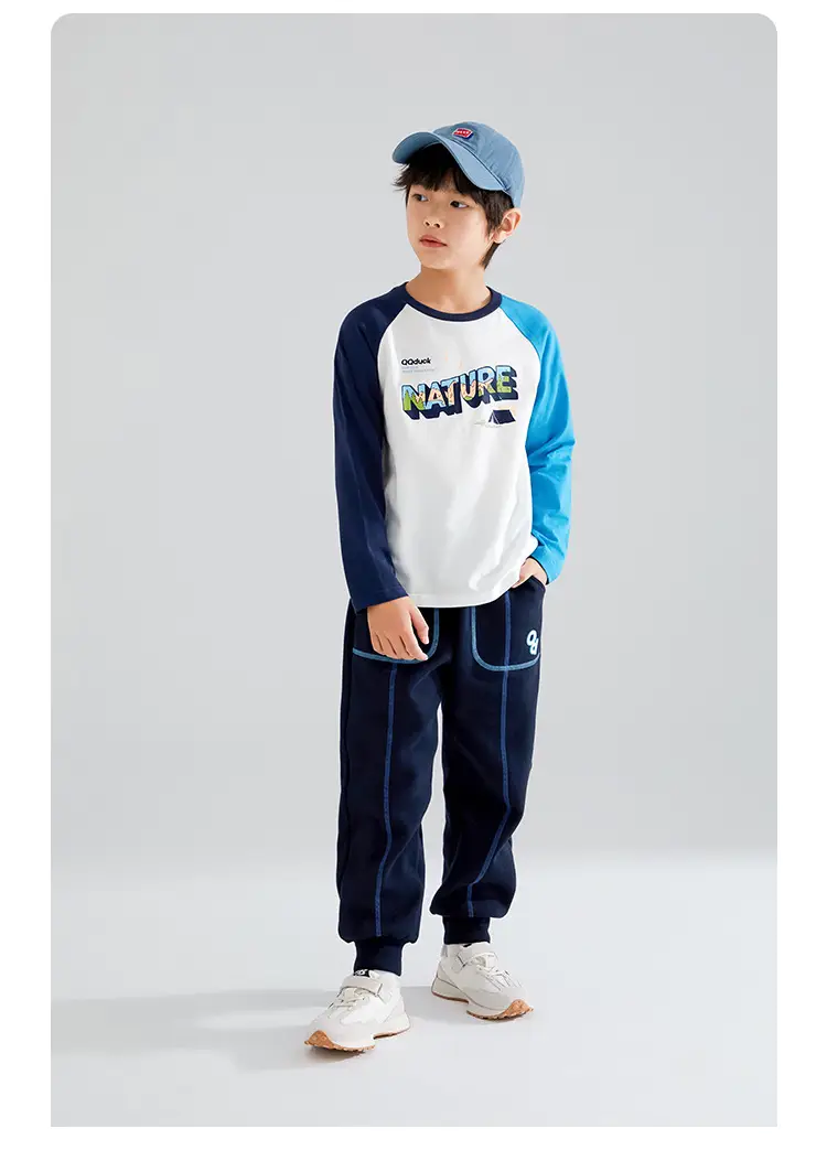 QQduck Boys Long Sleeve T-Shirt Blue White Spring New — feature 13