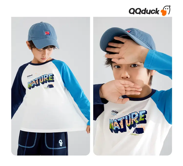 QQduck Boys Long Sleeve T-Shirt Blue White Spring New — feature 14