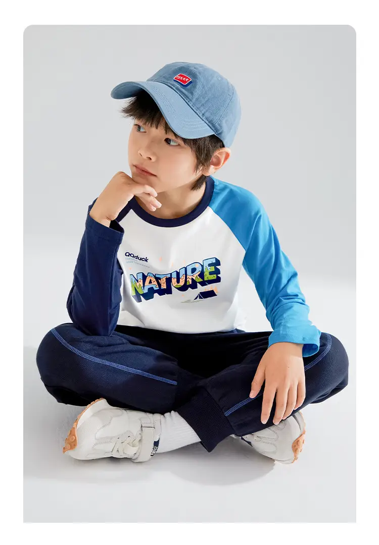 QQduck Boys Long Sleeve T-Shirt Blue White Spring New — feature 15