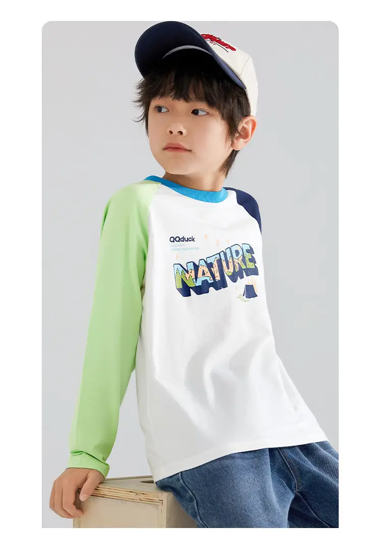 QQduck Boys Long Sleeve T-Shirt Blue White Spring New — feature 17