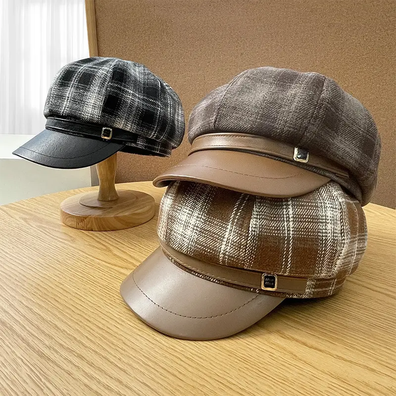 Winter Plaid Duckbill Cap for Women 54-60cm - Image 4