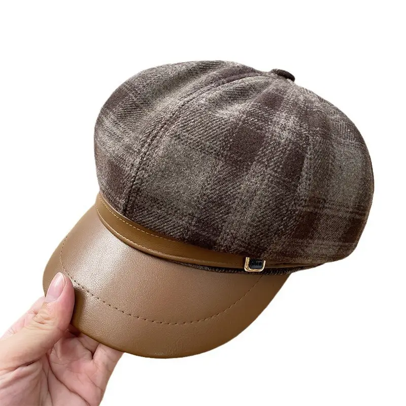Winter Plaid Duckbill Cap for Women 54-60cm - Image 6