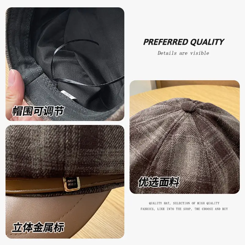 Winter Plaid Duckbill Cap for Women 54-60cm — feature 10