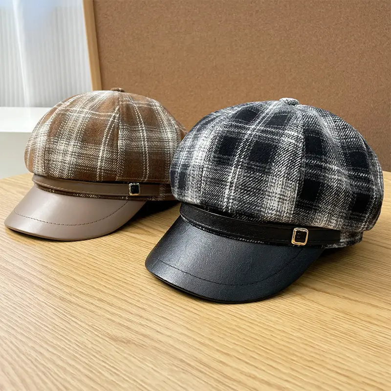 Winter Plaid Duckbill Cap for Women 54-60cm — feature 4