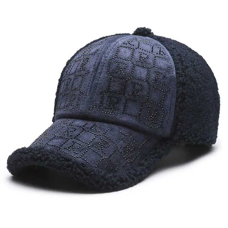 Pink Diamond Embroidered Women's Winter Cap - Image 2
