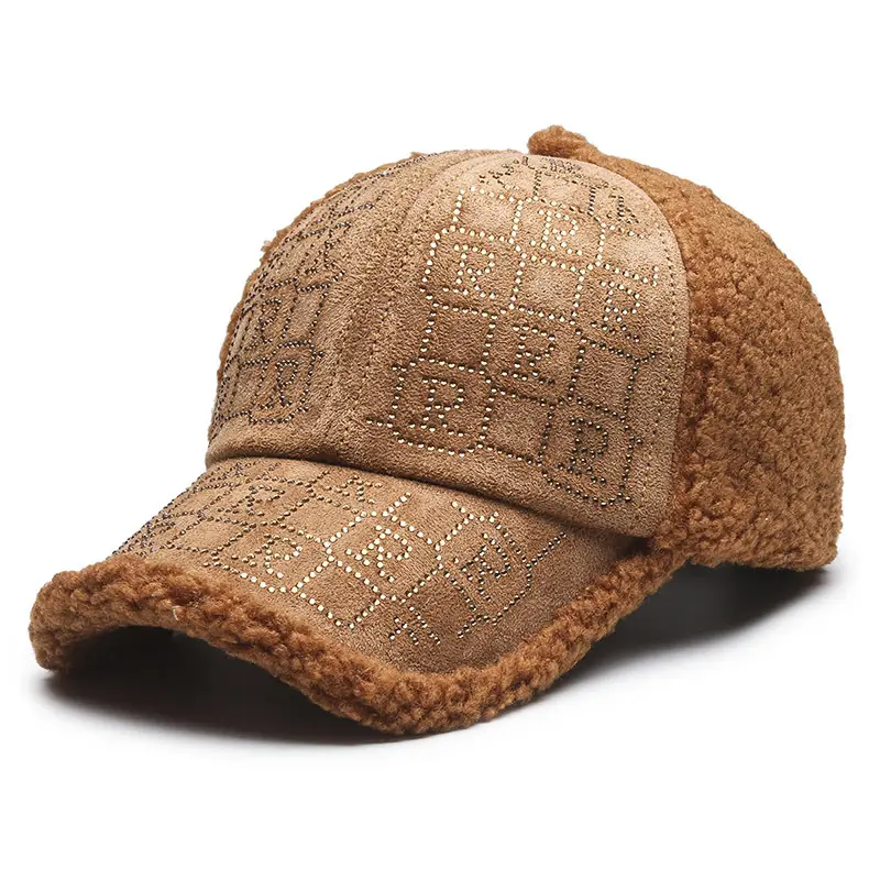 Pink Diamond Embroidered Women's Winter Cap - Image 3