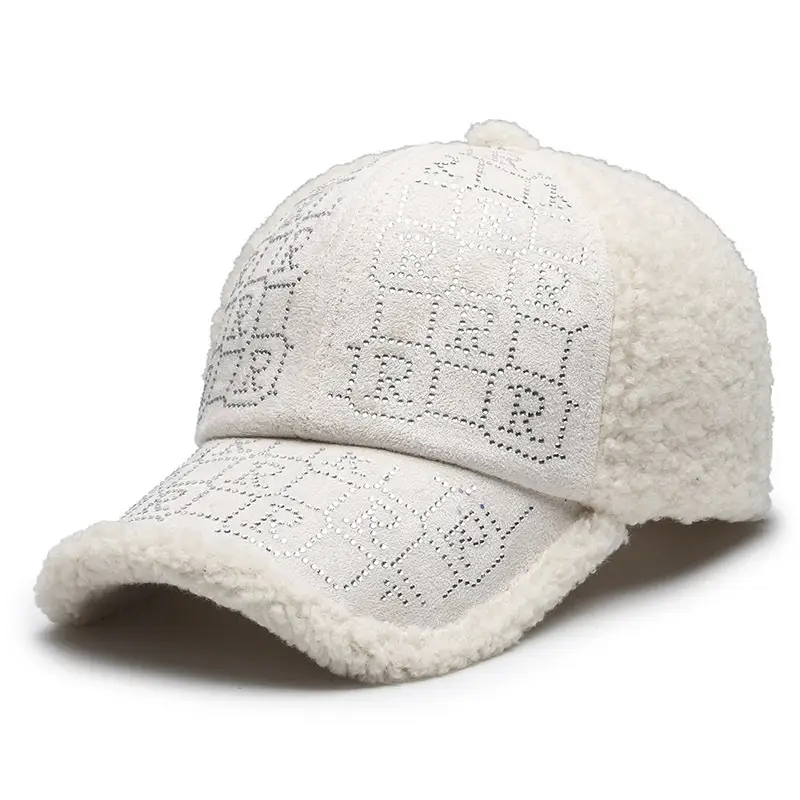 Pink Diamond Embroidered Women's Winter Cap - Image 6