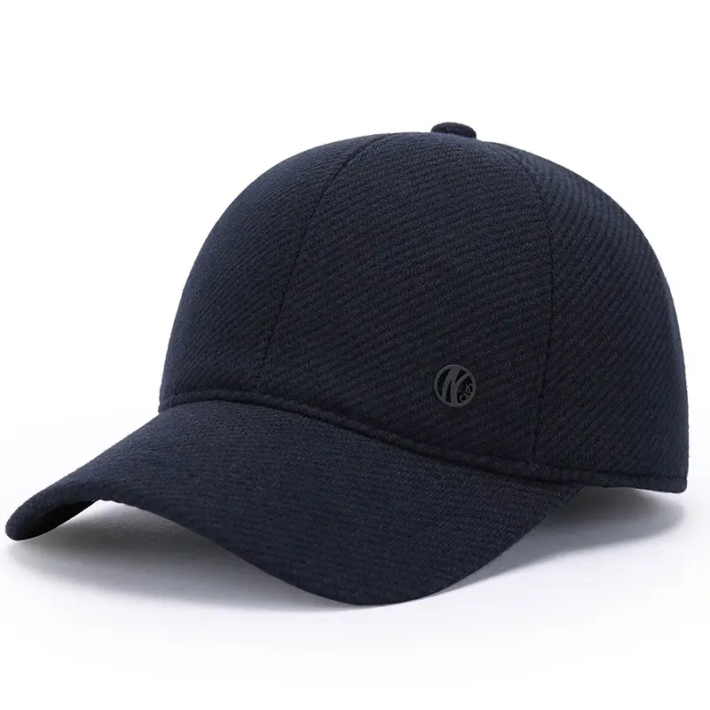 Winter Woolen Baseball Cap for Men, Navy Blue, Windproof, Ear Protection - Image 6