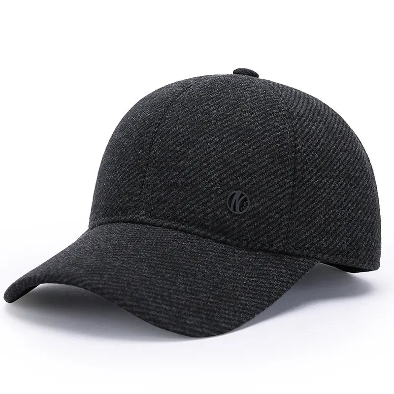 Winter Woolen Baseball Cap for Men, Navy Blue, Windproof, Ear Protection - Image 8