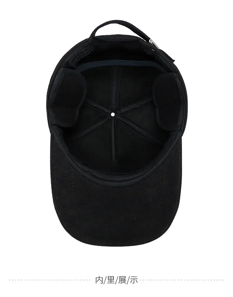 Winter Woolen Baseball Cap for Men, Navy Blue, Windproof, Ear Protection — feature 10