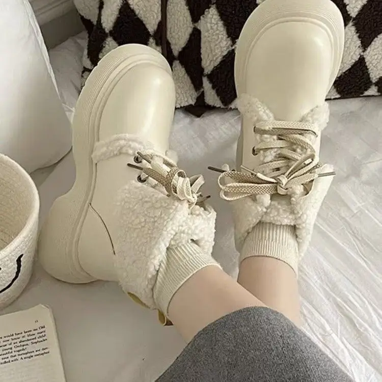 Women's Fleece-Lined Winter Boots Cream White - Image 5