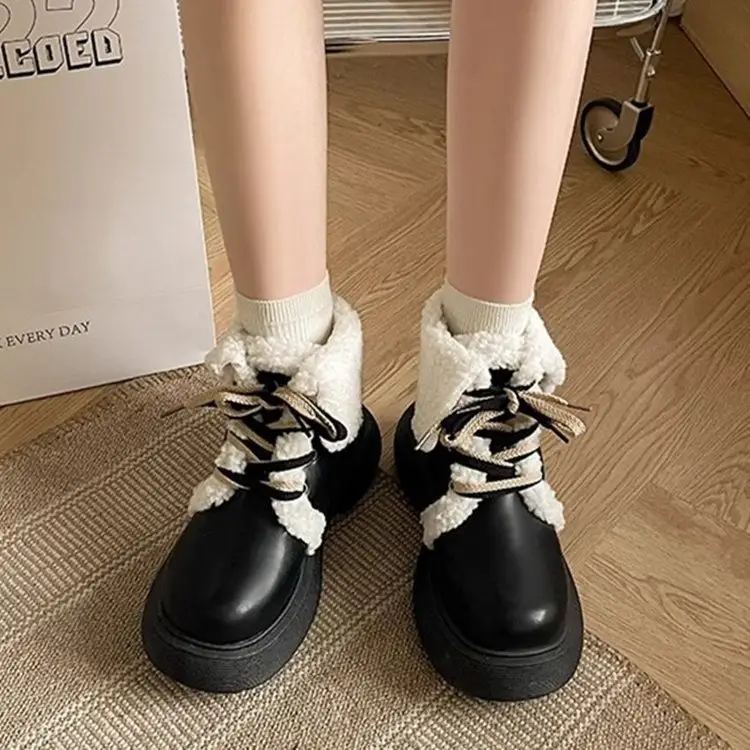 Women's Fleece-Lined Winter Boots Cream White - Image 6