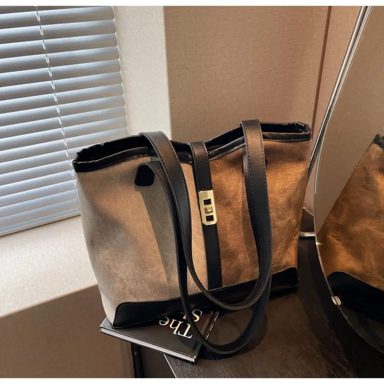 Women Vintage Brown White Shoulder Bag Large Capacity — feature 23