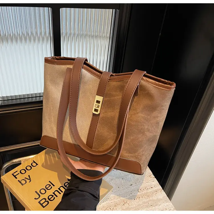 Women Vintage Brown White Shoulder Bag Large Capacity — feature 28