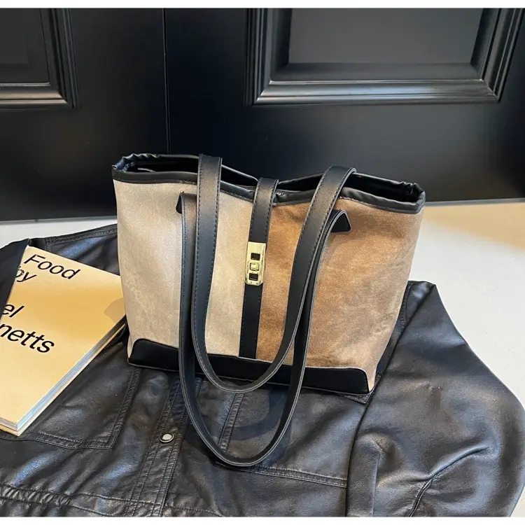 Women Vintage Brown White Shoulder Bag Large Capacity — feature 36