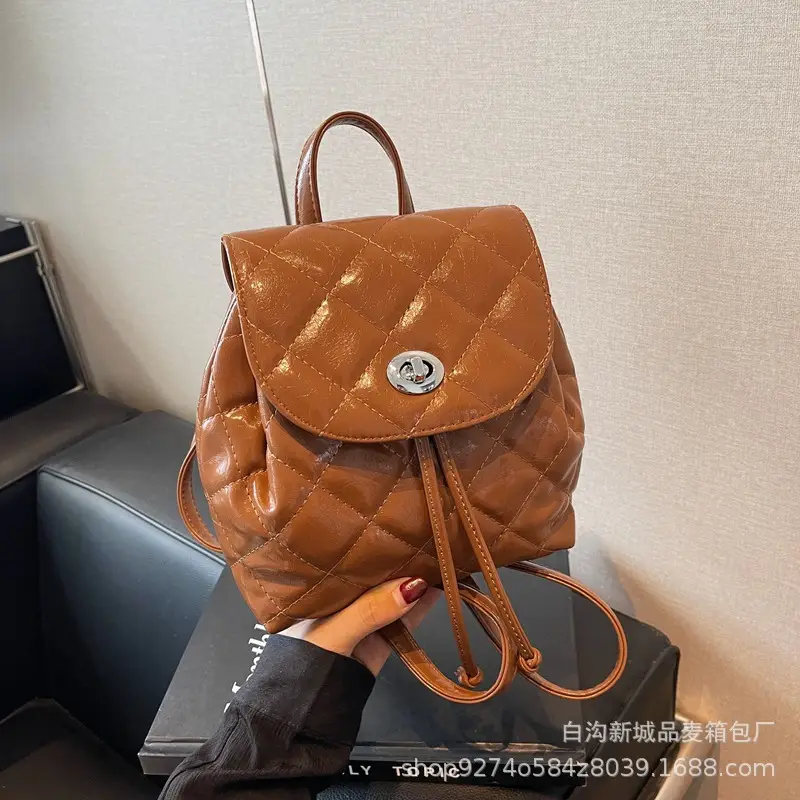Korean Quilted Crossbody Bag Beige Small Travel Casual