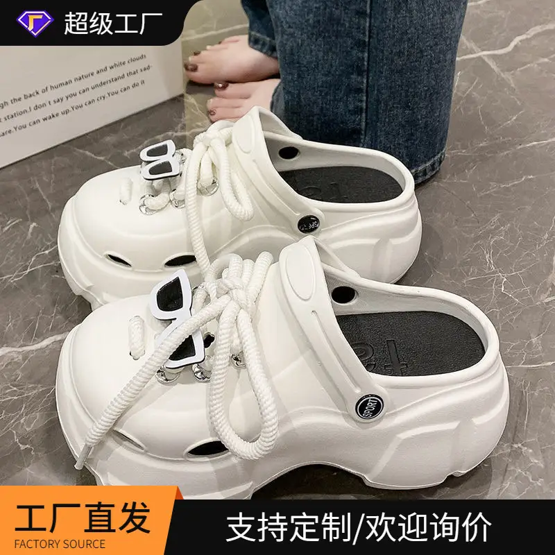 Thick-Soled Clogs for Women, Suitable for Outdoor Wear in Summer 2026, New Non-Slip Breathable Cute Ins-Style Beach Closed-Toe Half Slippers for Women - Image 3