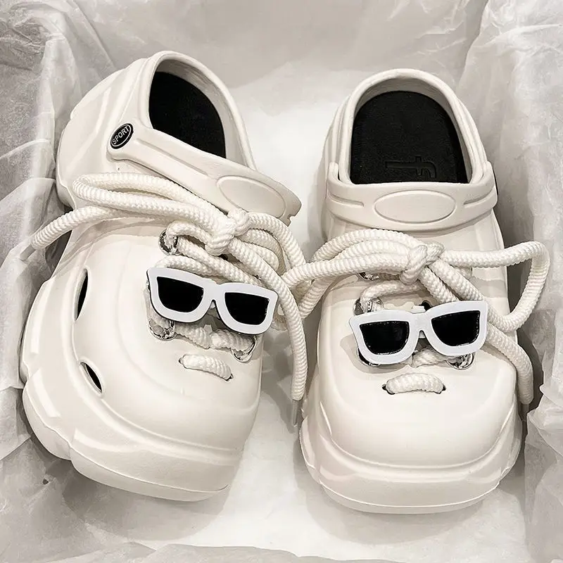 Thick-Soled Clogs for Women, Suitable for Outdoor Wear in Summer 2026, New Non-Slip Breathable Cute Ins-Style Beach Closed-Toe Half Slippers for Women - Image 4