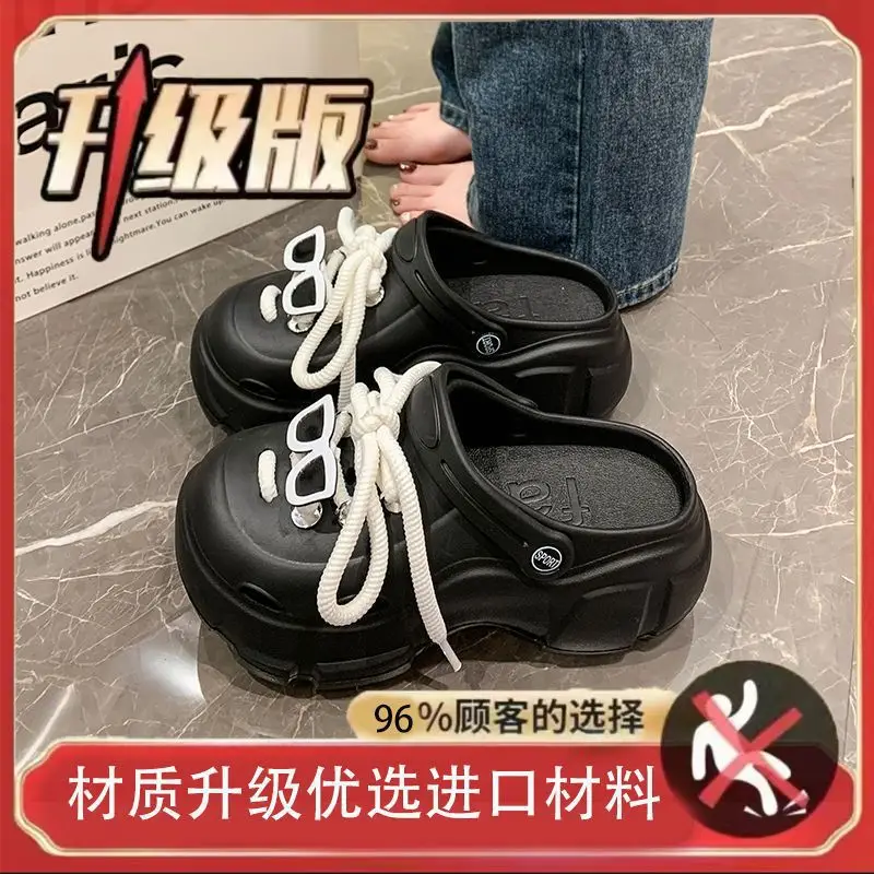 Thick-Soled Clogs for Women, Suitable for Outdoor Wear in Summer 2026, New Non-Slip Breathable Cute Ins-Style Beach Closed-Toe Half Slippers for Women - Image 2