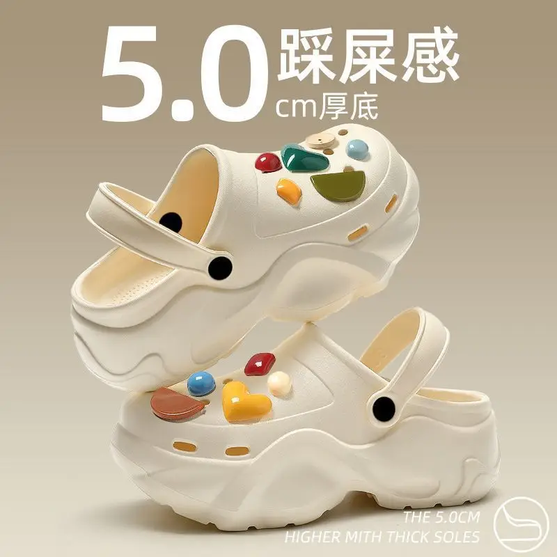 Love Button Clogs Women's Black EVA Thick Sandals - Image 4