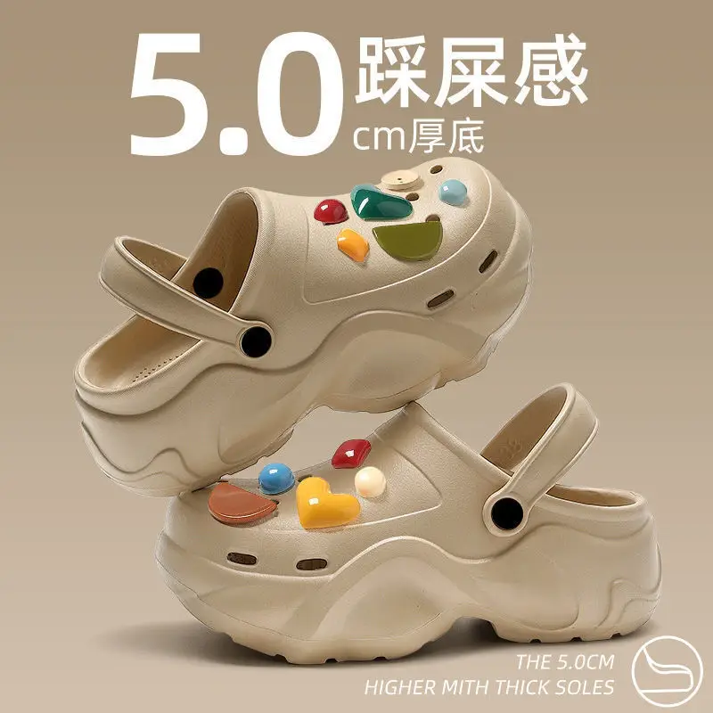 Love Button Clogs Women's Black EVA Thick Sandals - Image 6