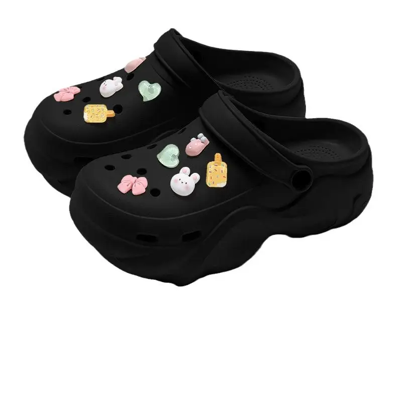 Love Button Clogs Women's Black EVA Thick Sandals - Image 8