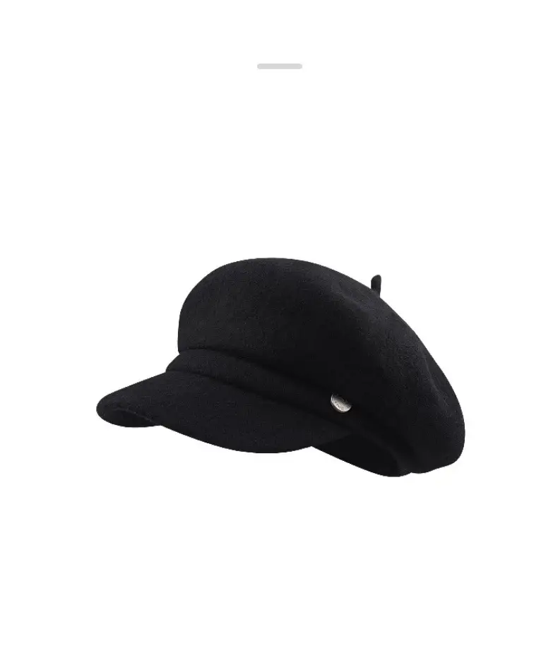 Black Wool French Beret Hat for Men Women 6cm — feature 19