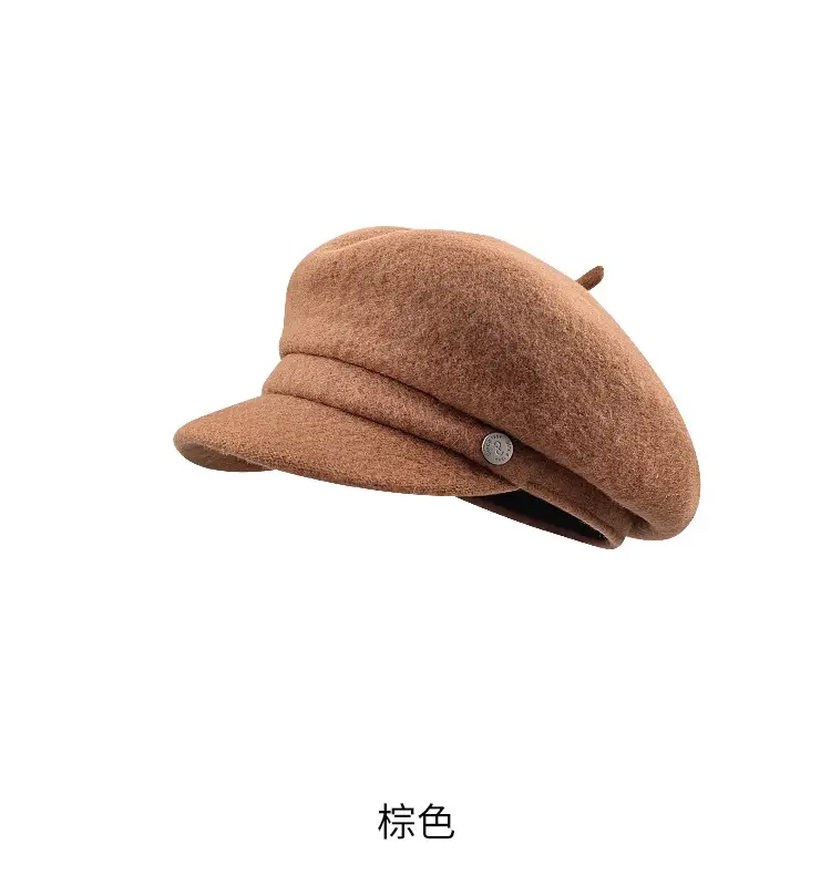 Black Wool French Beret Hat for Men Women 6cm - Image 3