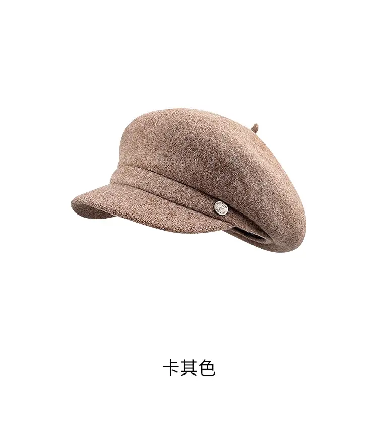 Black Wool French Beret Hat for Men Women 6cm - Image 4