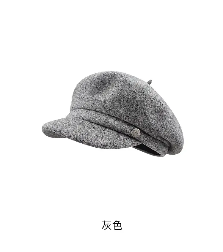 Black Wool French Beret Hat for Men Women 6cm - Image 5
