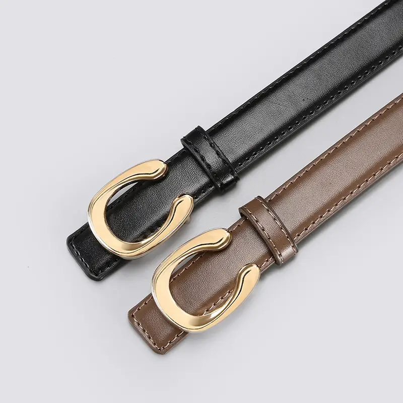 Black Gold C Buckle Women's Slim Fit Belt - Image 8