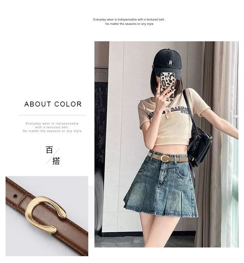 Black Gold C Buckle Women's Slim Fit Belt — feature 14