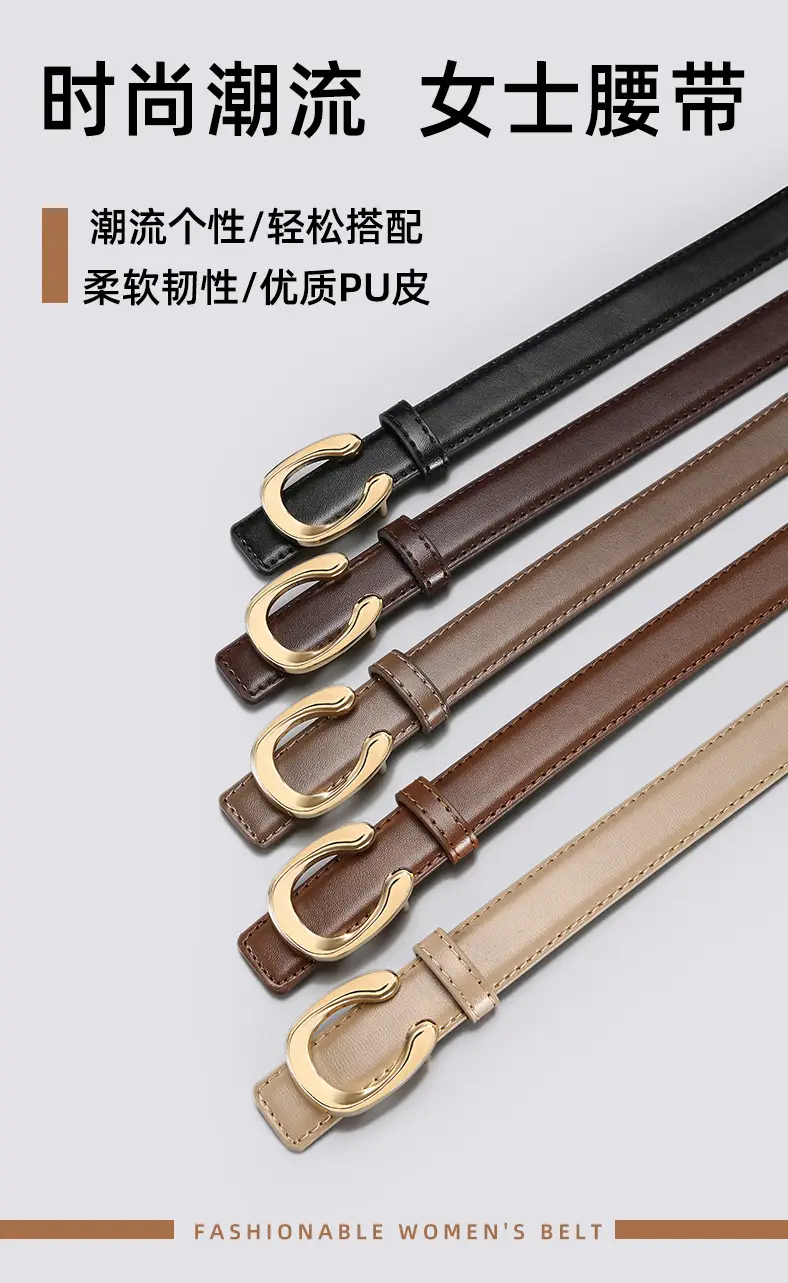 Black Gold C Buckle Women's Slim Fit Belt — feature 3