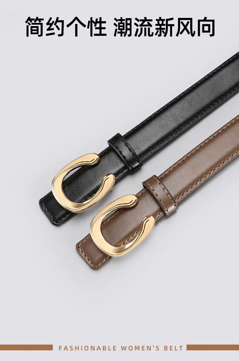 Black Gold C Buckle Women's Slim Fit Belt — feature 4