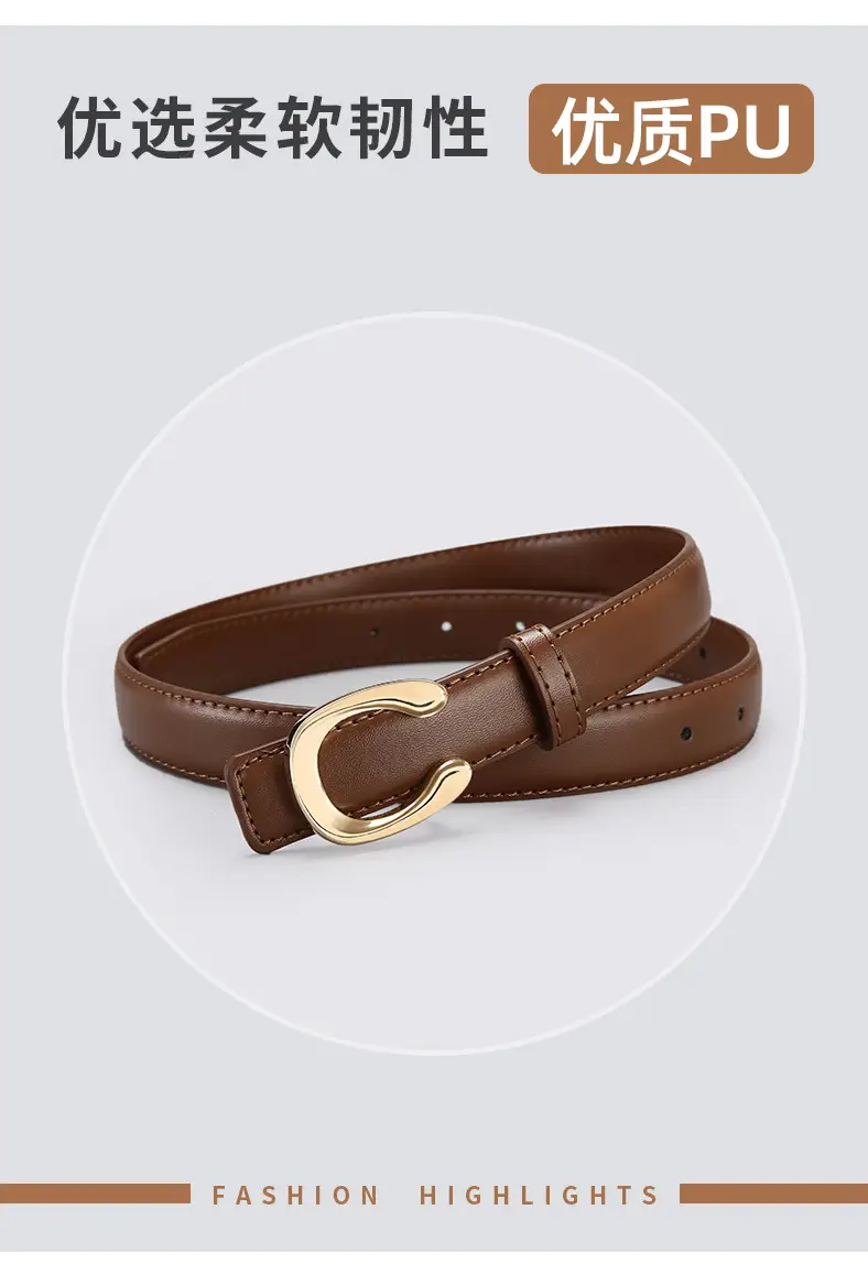 Black Gold C Buckle Women's Slim Fit Belt — feature 5