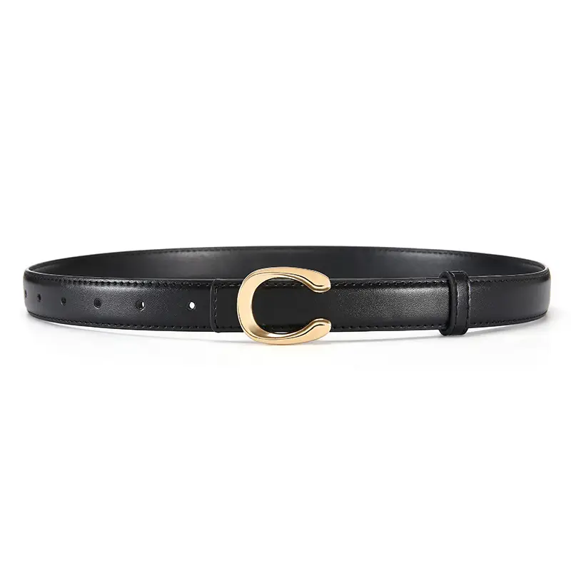 Black Gold C Buckle Women's Slim Fit Belt - Image 3