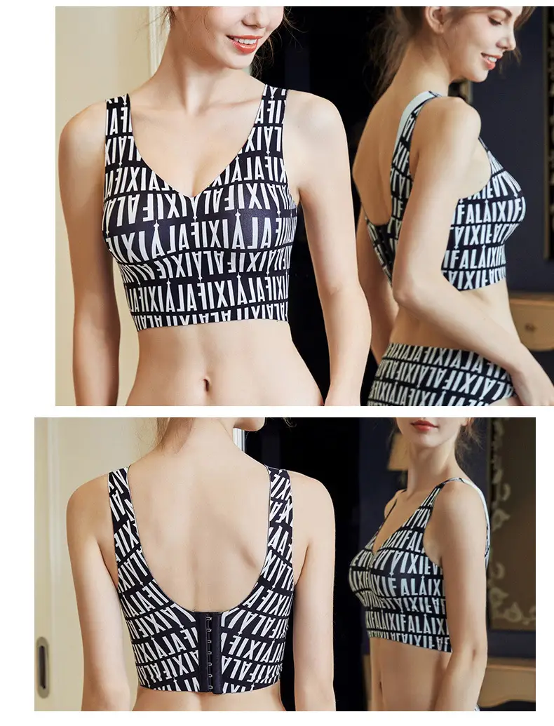 Jelly Seven-breasted Plus Size Bra Letter Print — feature 10